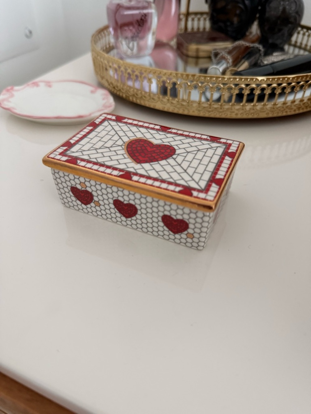 Anthropologie valentines Parisian bistro tile collection trinket box - Picture 2 of 4